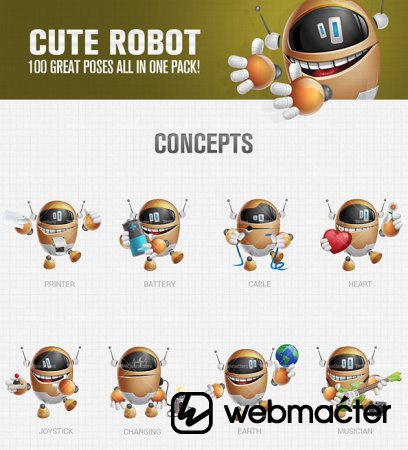 Cute Robot Cartoon Character Ultimate Pack